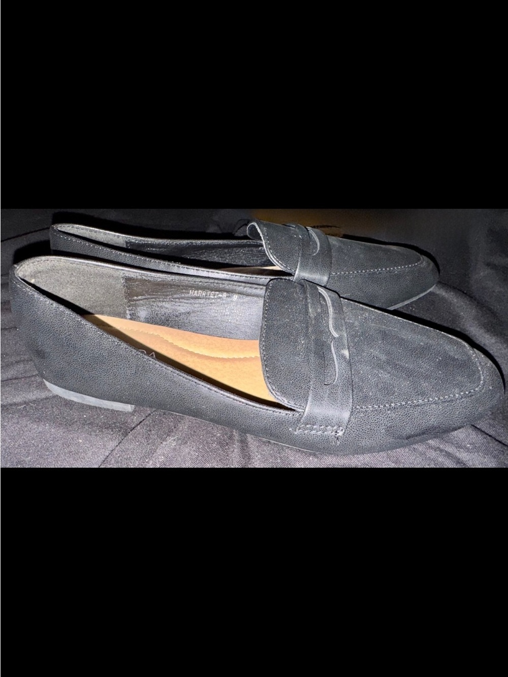 Top Moda Harriet Black Faux Leather Penny Loafers - Size 9